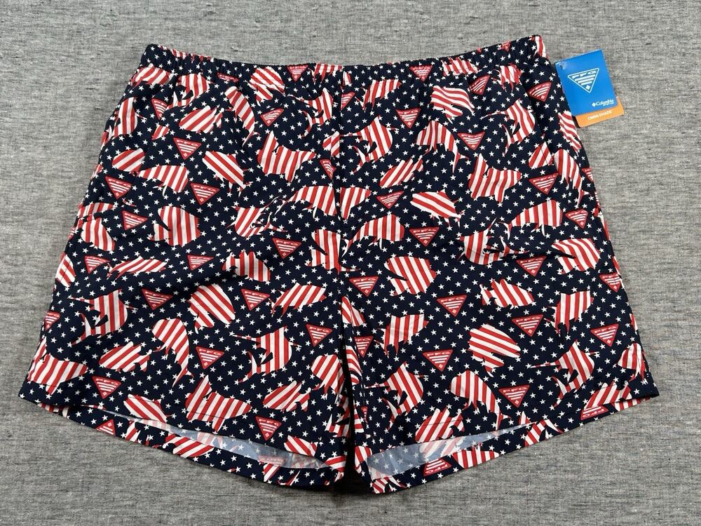 Columbia PFG Swim Trunks Mens Extra Large 6" Performance Fishing Gear USA Flag